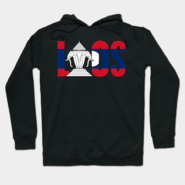 Awesome Airavata Three Headed Elephant Laos Flag Lao People Hoodie by sBag-Designs